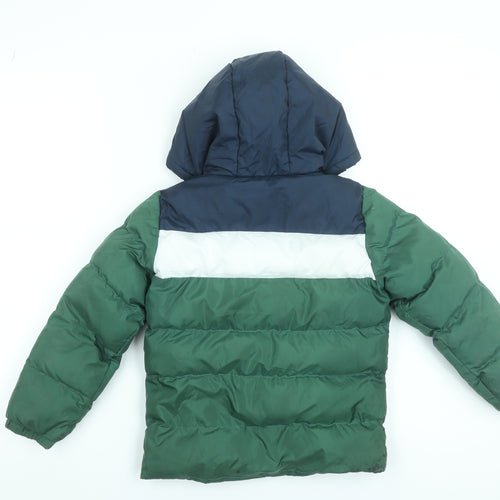 Tokyo Laundry Boys Green Colourblock Hooded Puffer Jacket 5-6 Years