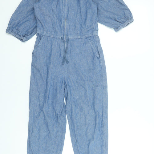 Leigh Tucker Willow Girls Blue Cotton Chambray Jumpsuit 7-8 Years