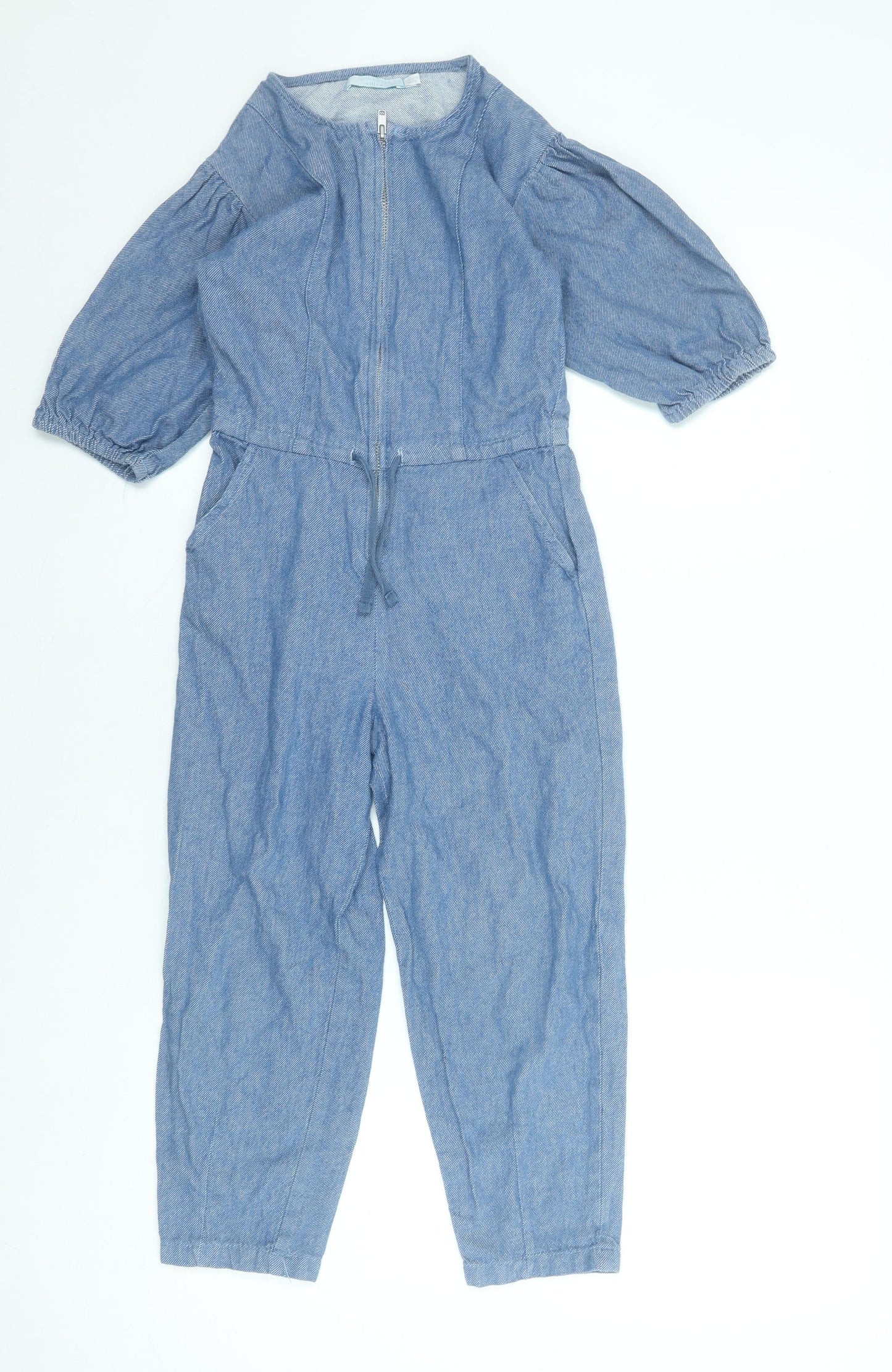 Leigh Tucker Willow Girls Blue Cotton Chambray Jumpsuit 7-8 Years