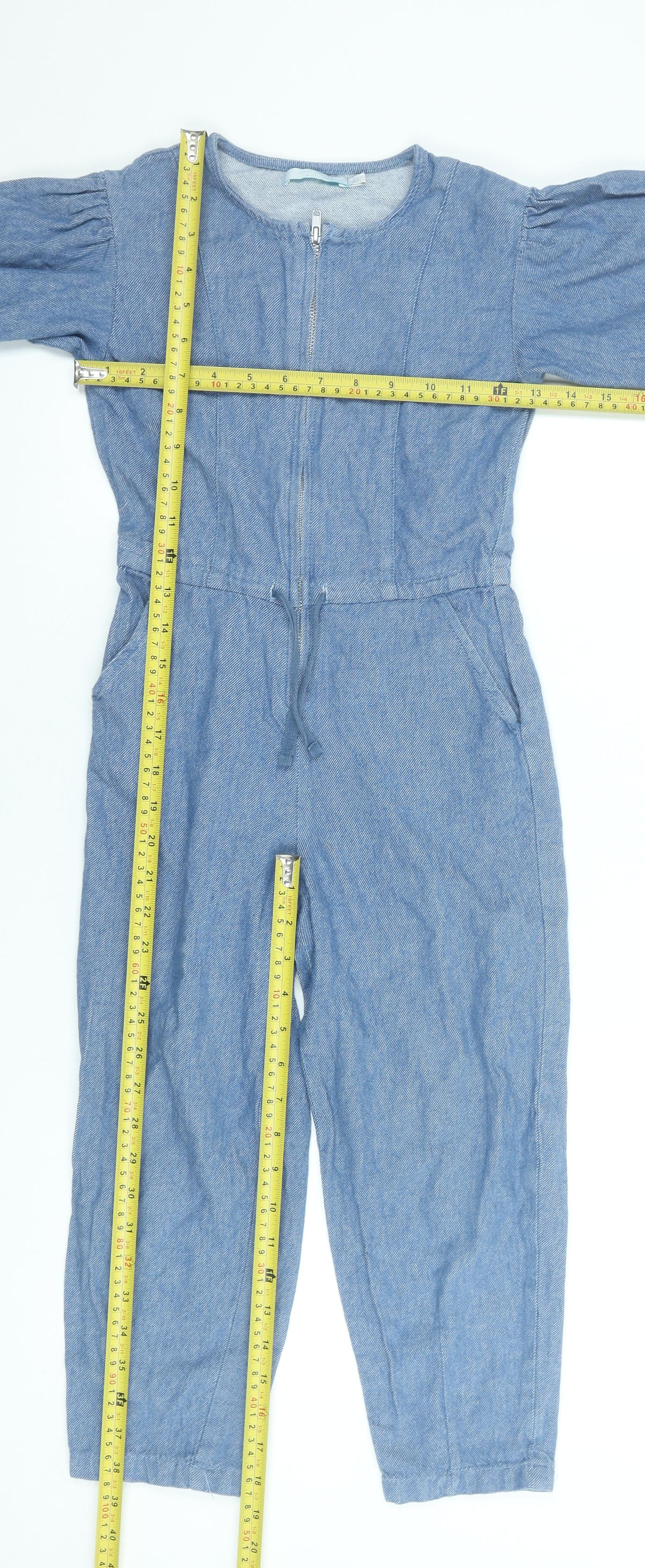 Leigh Tucker Willow Girls Blue Cotton Chambray Jumpsuit 7-8 Years