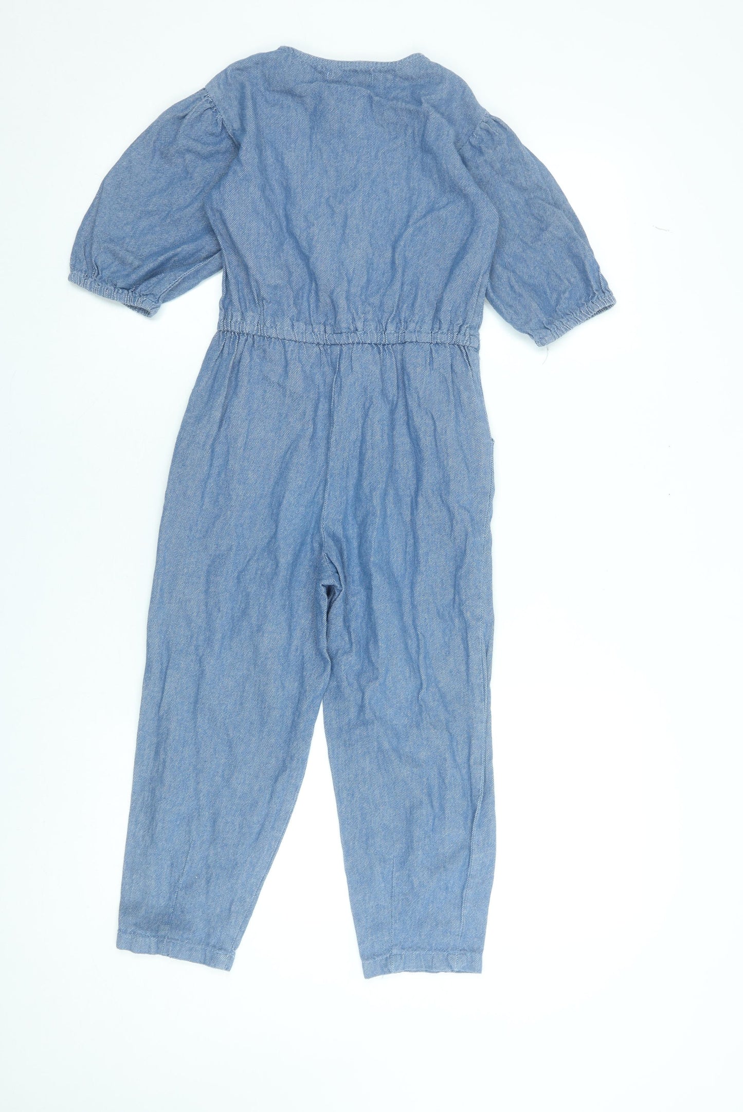 Leigh Tucker Willow Girls Blue Cotton Chambray Jumpsuit 7-8 Years