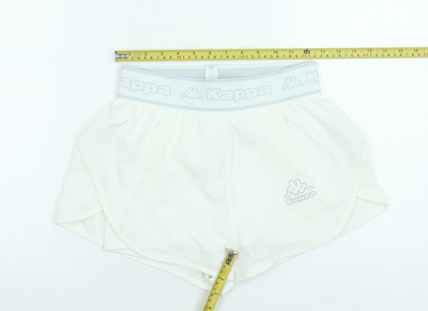 Kappa x Primark Womens White XS Athletic Shorts Lightweight Stretch