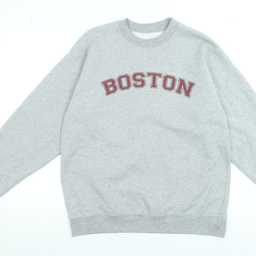 Hanes EcoSmart Grey Boston Sweatshirt Womens Medium Cotton Blend