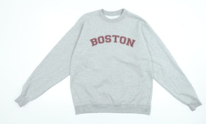 Hanes EcoSmart Grey Boston Sweatshirt Womens Medium Cotton Blend