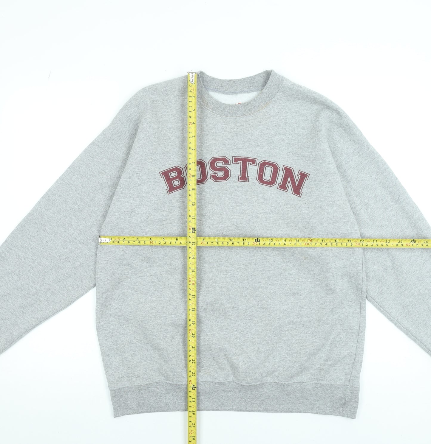 Hanes EcoSmart Grey Boston Sweatshirt Womens Medium Cotton Blend