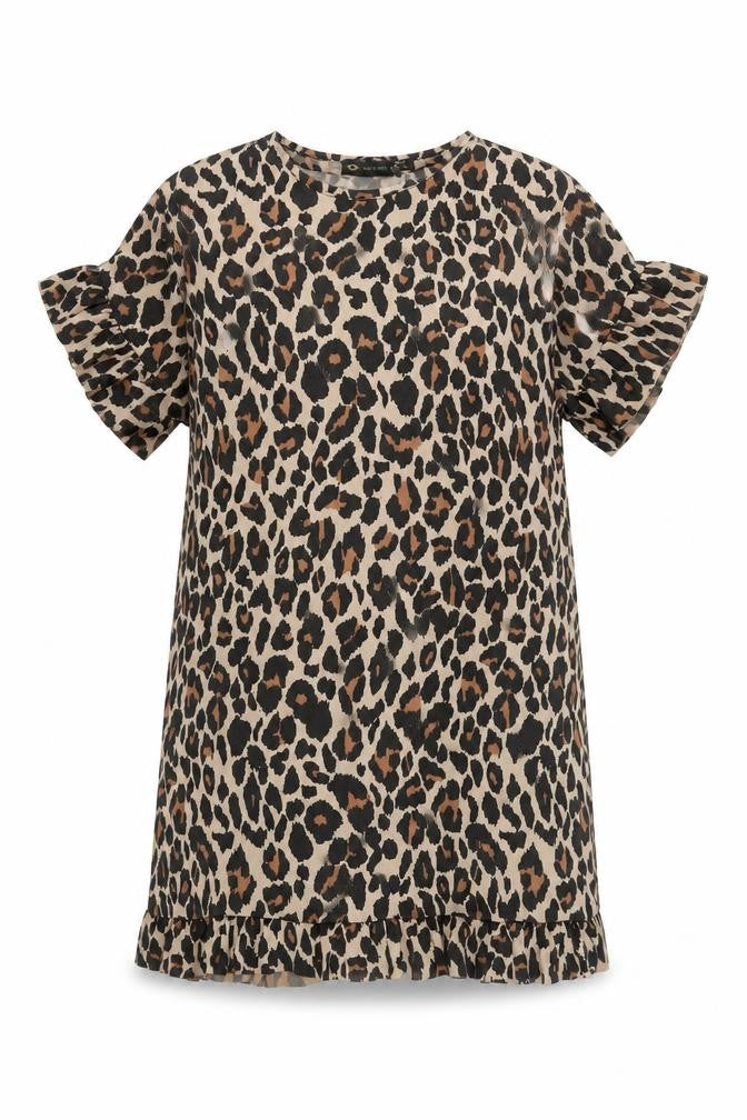I Saw It First Women Beige Leopard Print Short Sleeve Shift Dress Size 12
