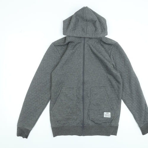 Jack & Jones Men's Grey Full Zip Hoodie Size S Polyester Knit