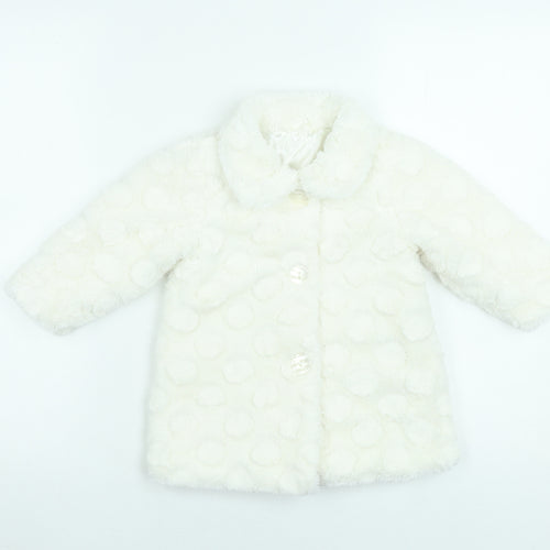 Young Dimension Girls Ivory Polka Dot Faux Fur Coat 12-18 Months Winter