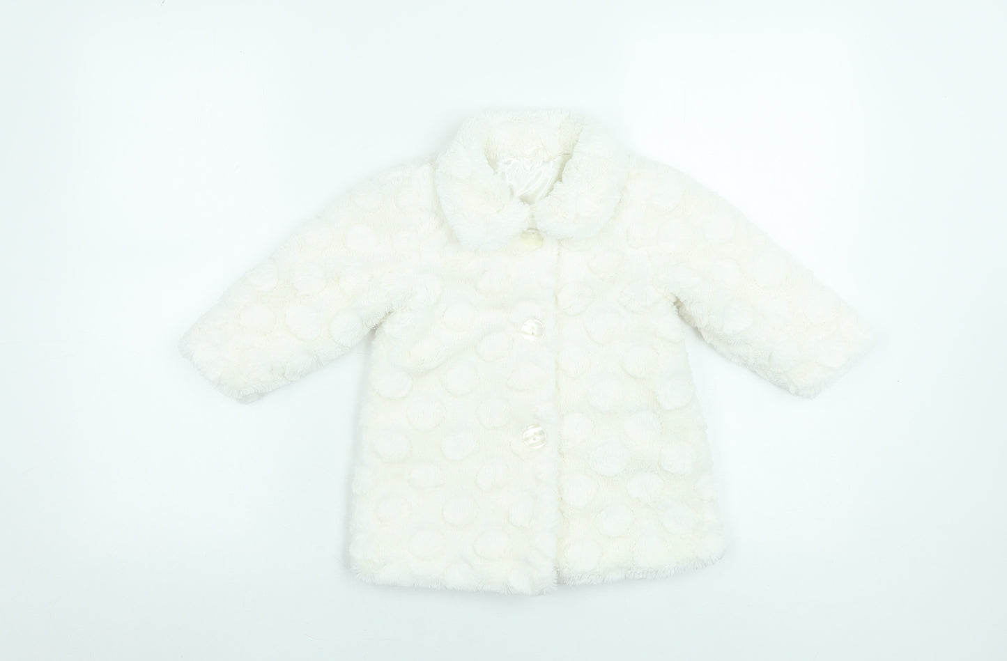 Young Dimension Girls Ivory Polka Dot Faux Fur Coat 12-18 Months Winter