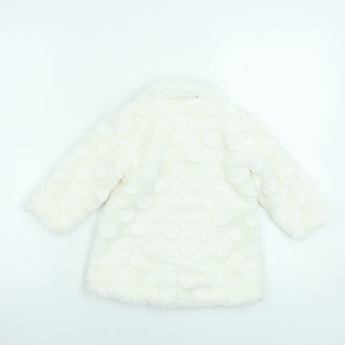 Young Dimension Girls Ivory Polka Dot Faux Fur Coat 12-18 Months Winter