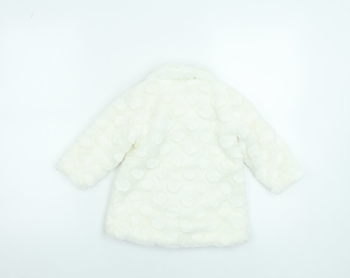 Young Dimension Girls Ivory Polka Dot Faux Fur Coat 12-18 Months Winter
