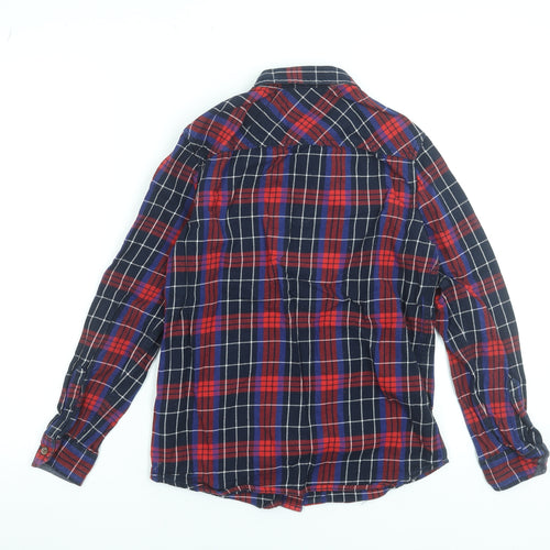 Marks and Spencer Boys Red Blue Check Long Sleeve Button-Up Shirt 11-12 Years