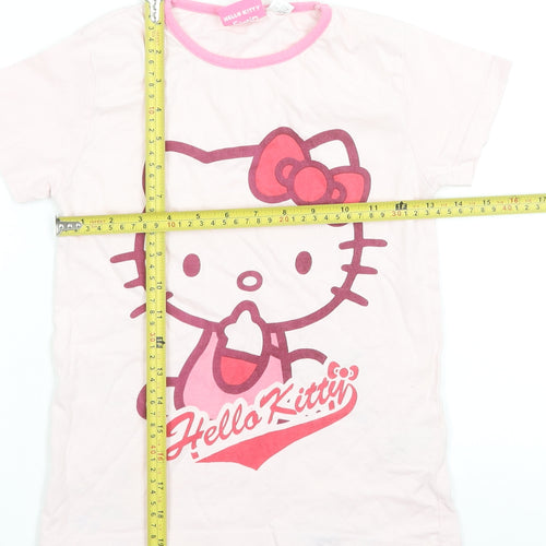 Hello Kitty Girls Pink Graphic T-Shirt 9-10 Years Short Sleeve Cotton