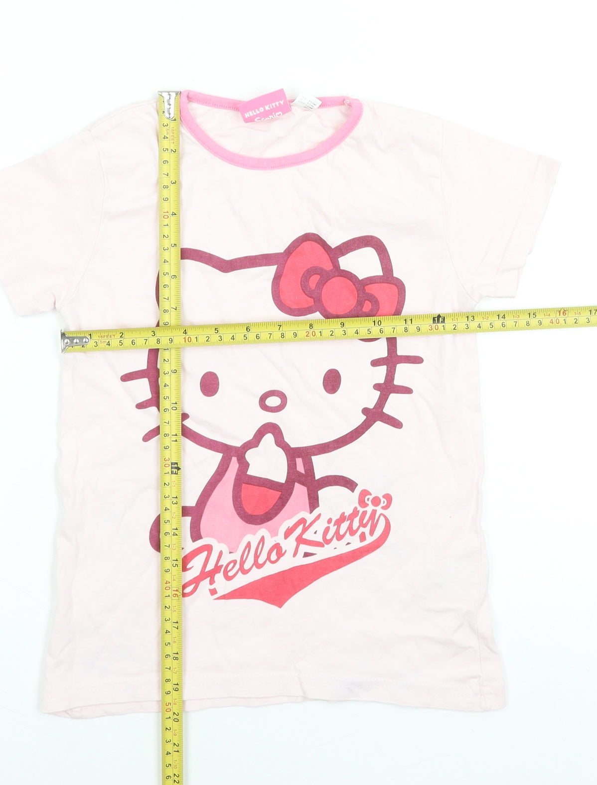 Hello Kitty Girls Pink Graphic T-Shirt 9-10 Years Short Sleeve Cotton