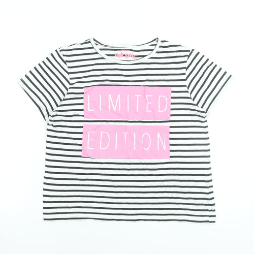 St. Bernard Girls Black Striped Limited Edition Cotton T-Shirt 12-13 Years