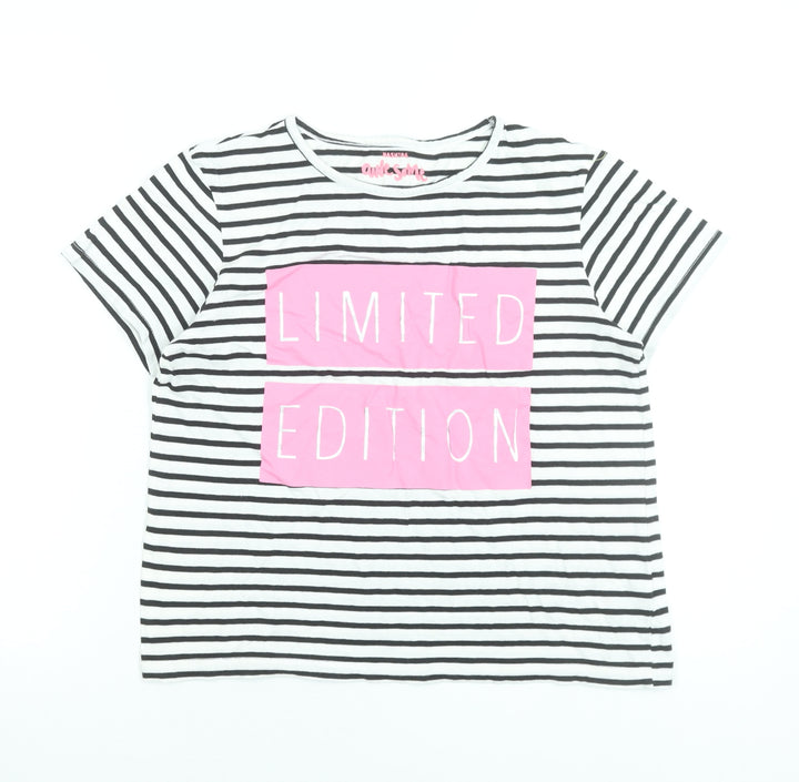St. Bernard Girls Black Striped Limited Edition Cotton T-Shirt 12-13 Years