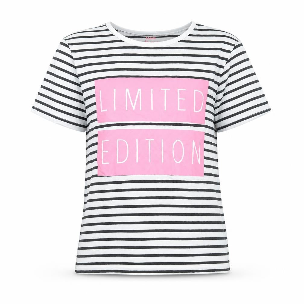 St. Bernard Girls Black Striped Limited Edition Cotton T-Shirt 12-13 Years