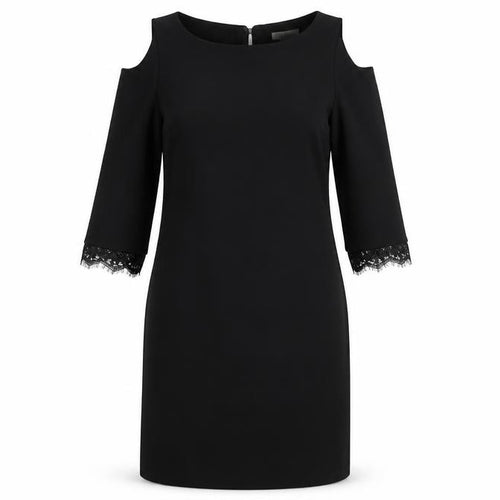 Monsoon Women Black Size 12 Cold Shoulder Lace Sheath Dress