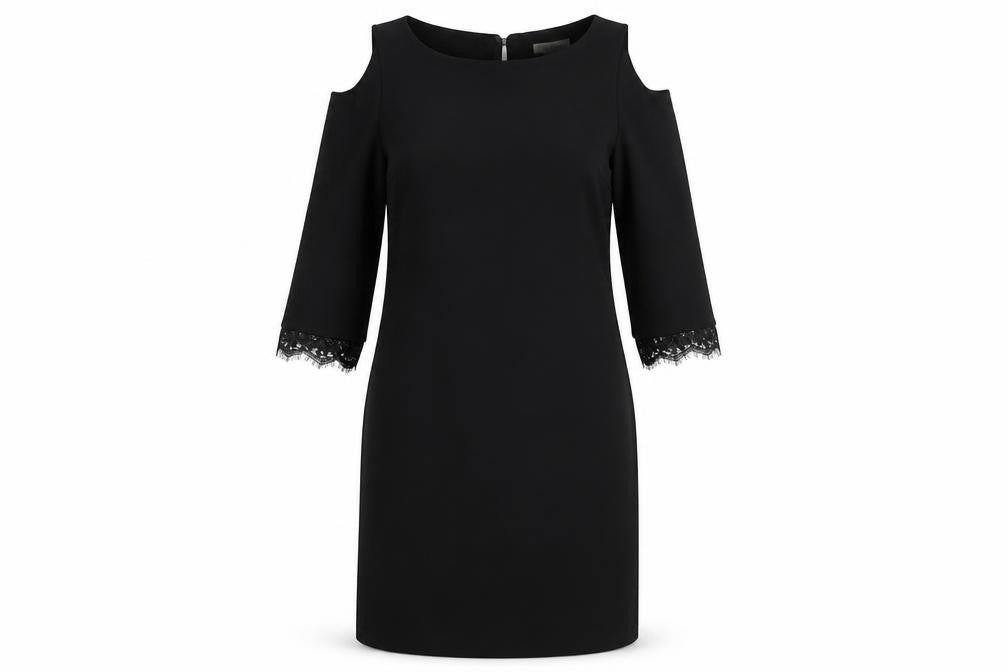 Monsoon Women Black Size 12 Cold Shoulder Lace Sheath Dress