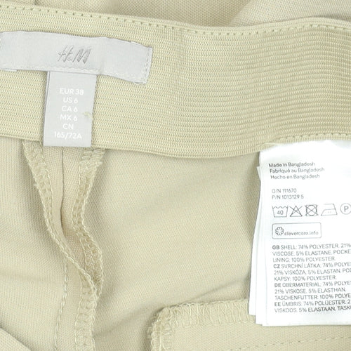 H&M Women’s Beige Chino Trousers Size 12 Regular Fit Stretch