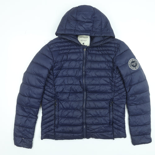 SoulCal & Co Men's Blue Hooded Puffer Jacket Size S Nylon Winter Casual