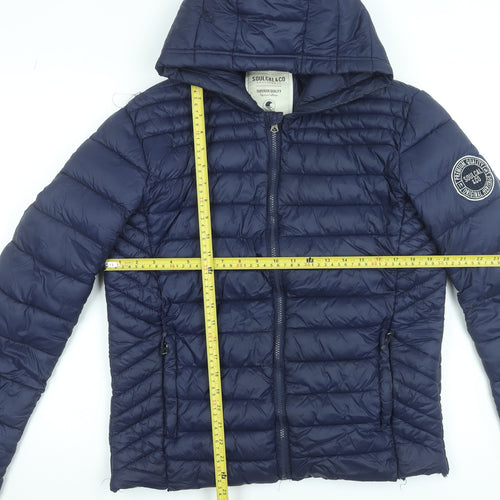 SoulCal & Co Men's Blue Hooded Puffer Jacket Size S Nylon Winter Casual