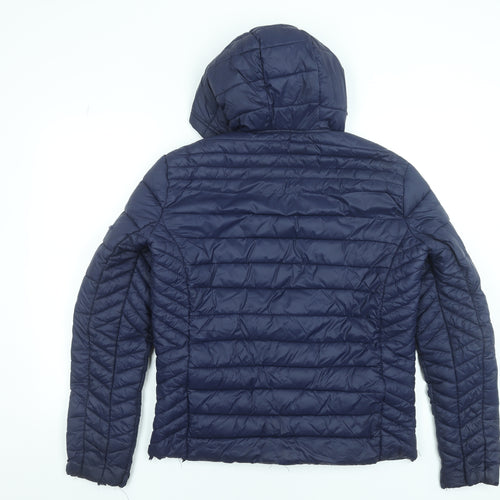 SoulCal & Co Men's Blue Hooded Puffer Jacket Size S Nylon Winter Casual
