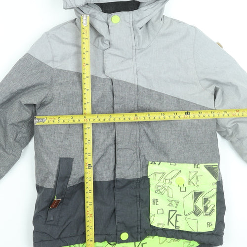 Reserved Boys Grey Colourblock Hooded Winter Puffer Jacket Size 5 Years