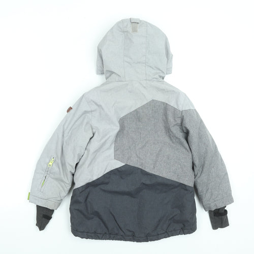 Reserved Boys Grey Colourblock Hooded Winter Puffer Jacket Size 5 Years