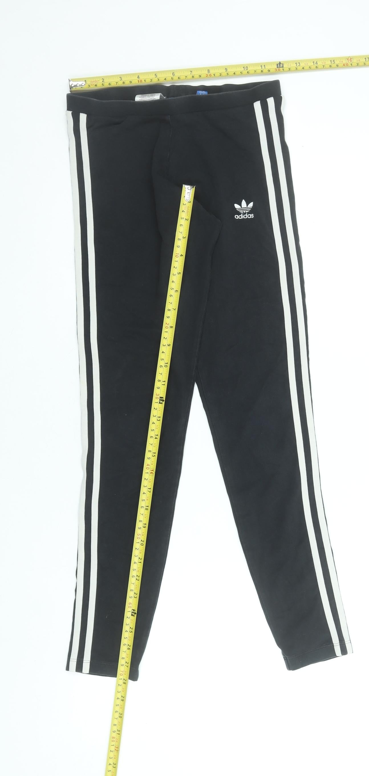 Adidas Womens Black Ankle Leggings Size 8 Cotton Stretch