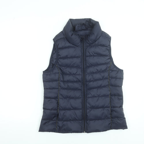 ONLY Womens Blue Puffer Waistcoat Gilet Size M Quilted Zip Lightweight