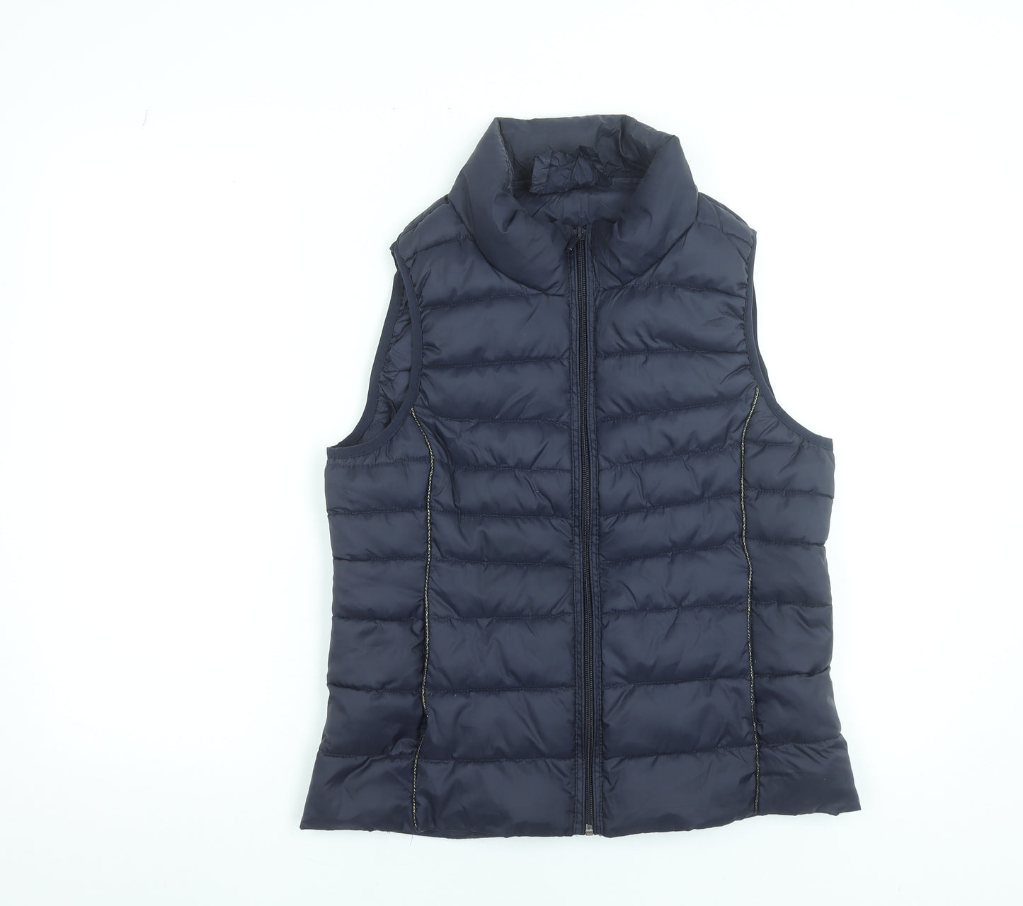 ONLY Womens Blue Puffer Waistcoat Gilet Size M Quilted Zip Lightweight