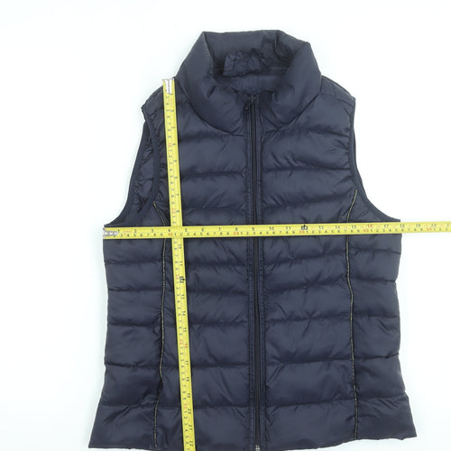 ONLY Womens Blue Puffer Waistcoat Gilet Size M Quilted Zip Lightweight
