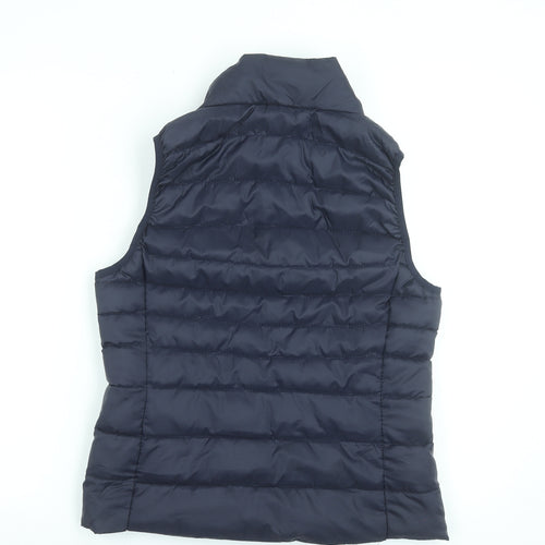 ONLY Womens Blue Puffer Waistcoat Gilet Size M Quilted Zip Lightweight