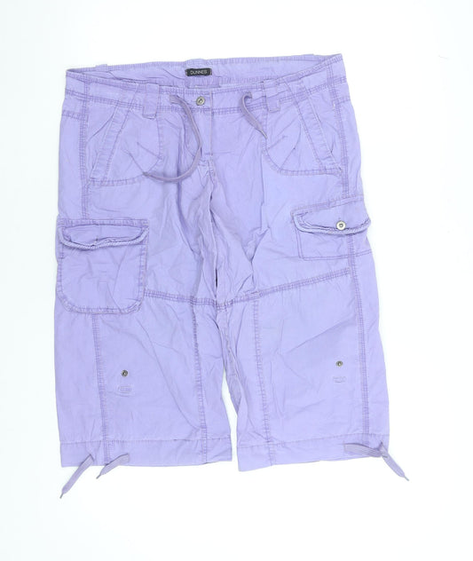 Dunnes Women Purple Cotton Cargo Bermuda Shorts Size 12