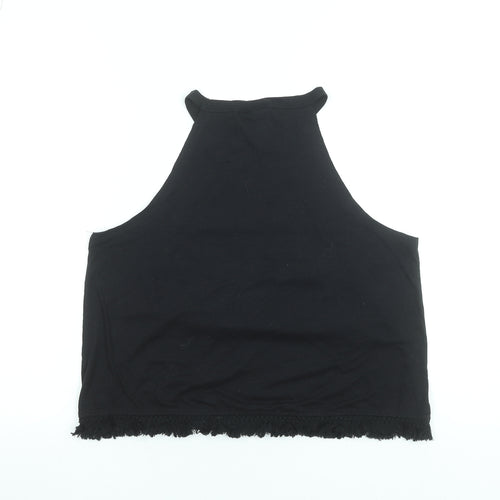 Maui and Sons Womens Black L Cropped Halter Tank Top