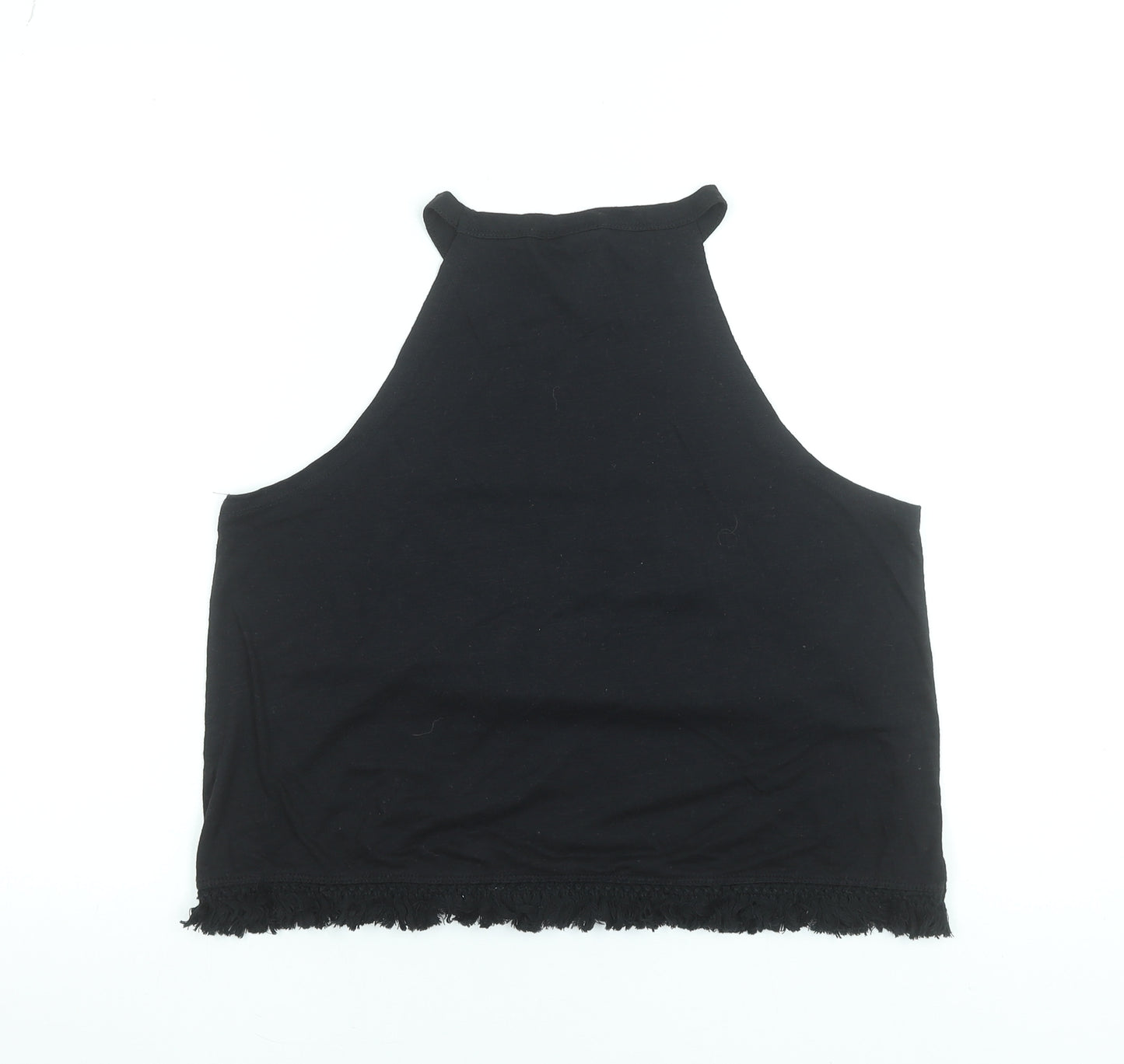 Maui and Sons Womens Black L Cropped Halter Tank Top