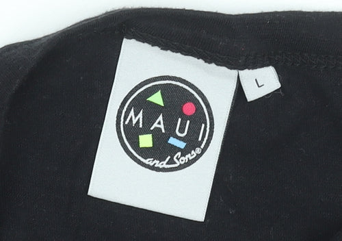 Maui and Sons Womens Black L Cropped Halter Tank Top