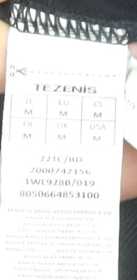 Tezenis Men’s Black Full Zip Cotton Hoodie Size M