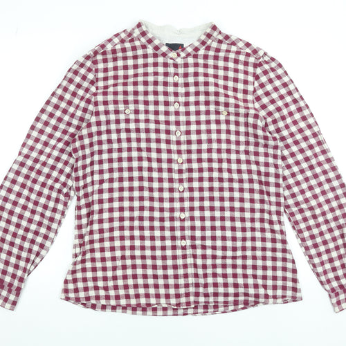 Musto Womens Red Check Cotton Long Sleeve Button-Up Shirt Size 16