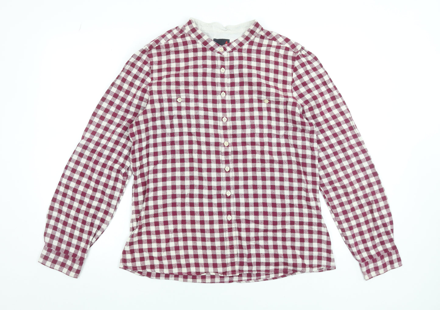 Musto Womens Red Check Cotton Long Sleeve Button-Up Shirt Size 16