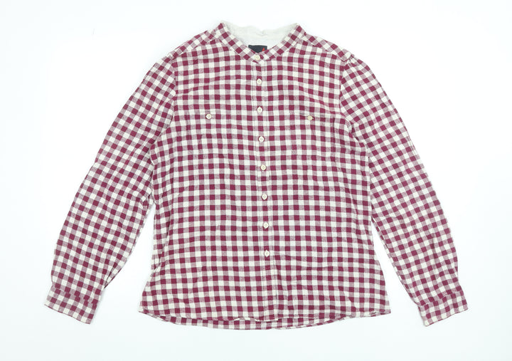 Musto Womens Red Check Cotton Long Sleeve Button-Up Shirt Size 16