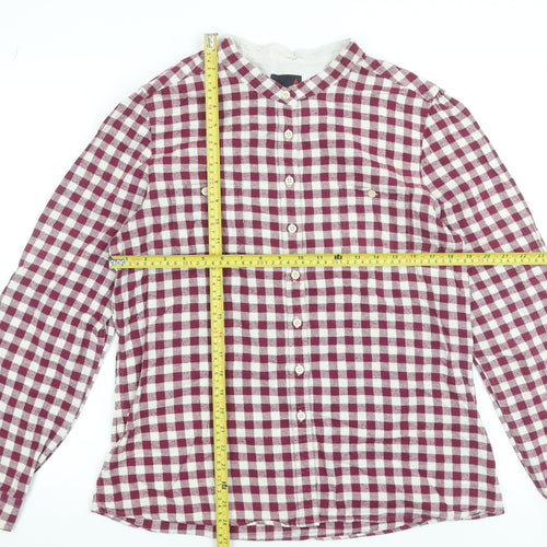 Musto Womens Red Check Cotton Long Sleeve Button-Up Shirt Size 16