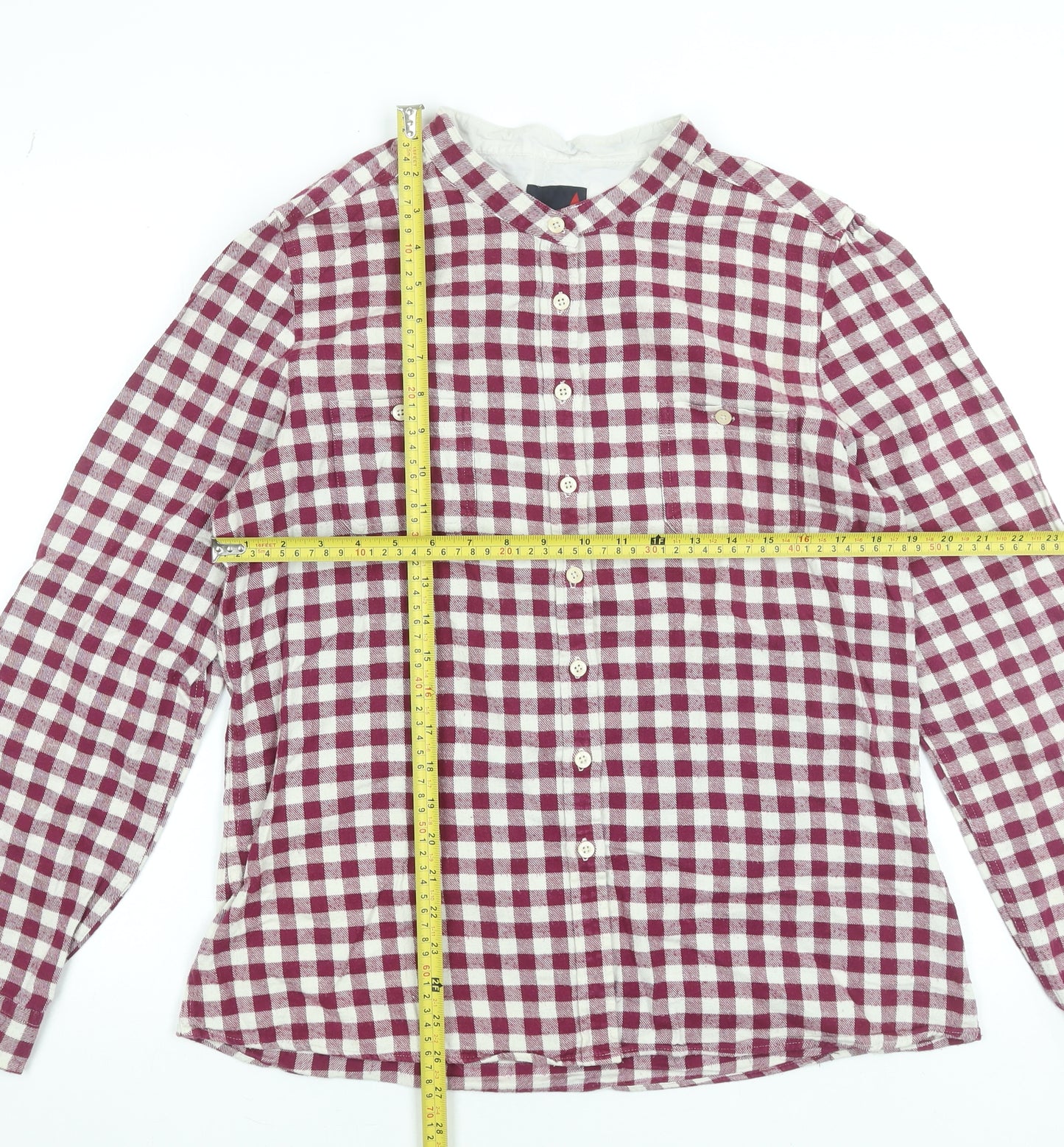 Musto Womens Red Check Cotton Long Sleeve Button-Up Shirt Size 16