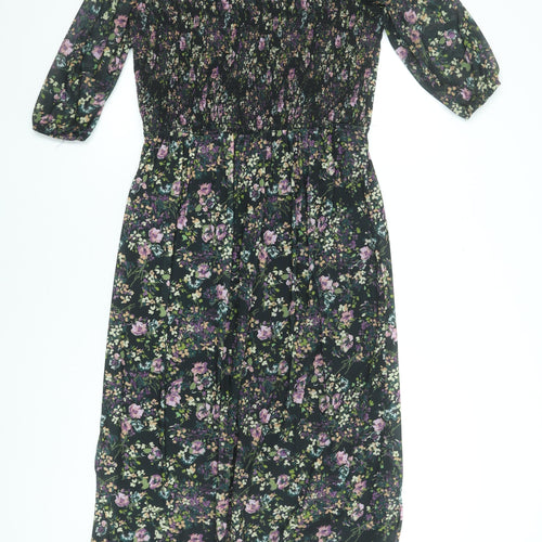 Oasis Womens Floral Midi Fit & Flare Dress Size 8 Multicoloured