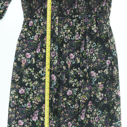 Oasis Womens Floral Midi Fit & Flare Dress Size 8 Multicoloured