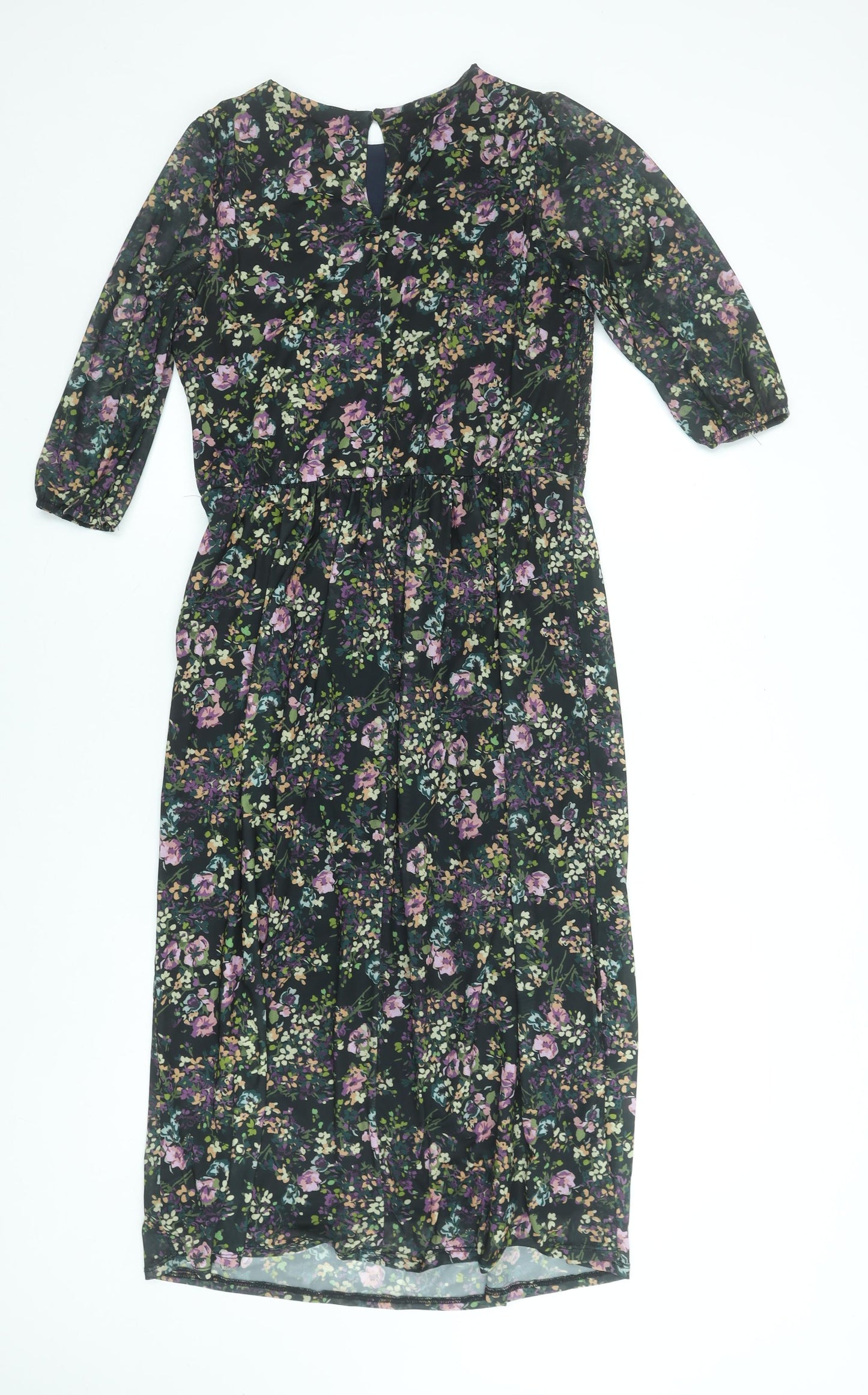 Oasis Womens Floral Midi Fit & Flare Dress Size 8 Multicoloured