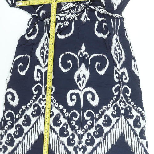 JDY Women Blue Geometric Collared Shirt Dress Size S