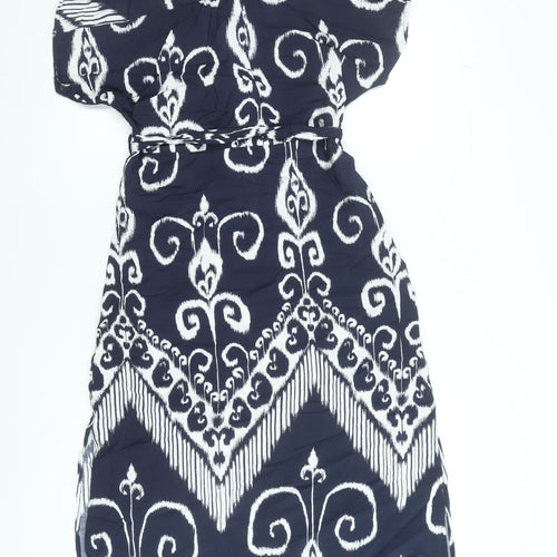 JDY Women Blue Geometric Collared Shirt Dress Size S