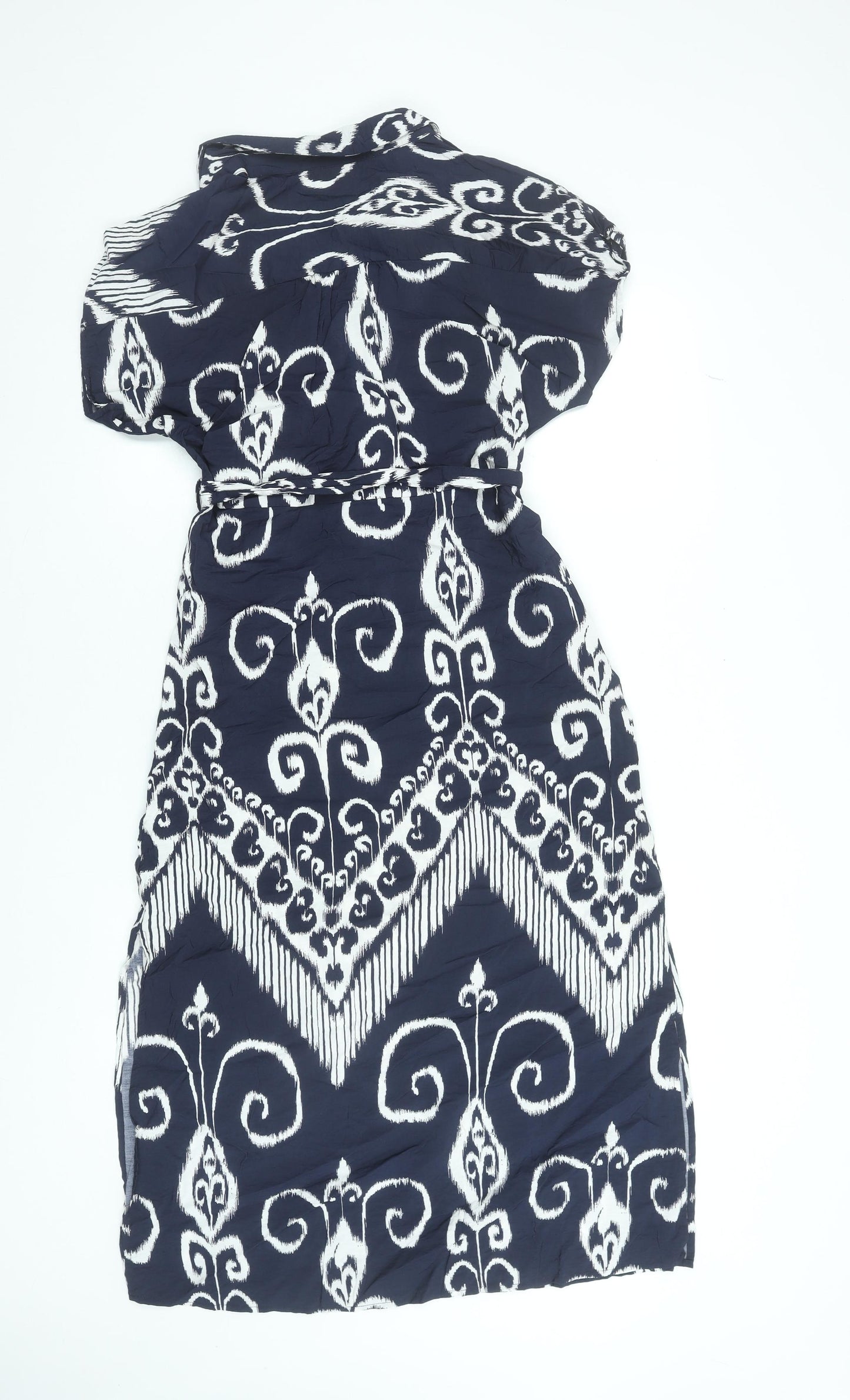 JDY Women Blue Geometric Collared Shirt Dress Size S
